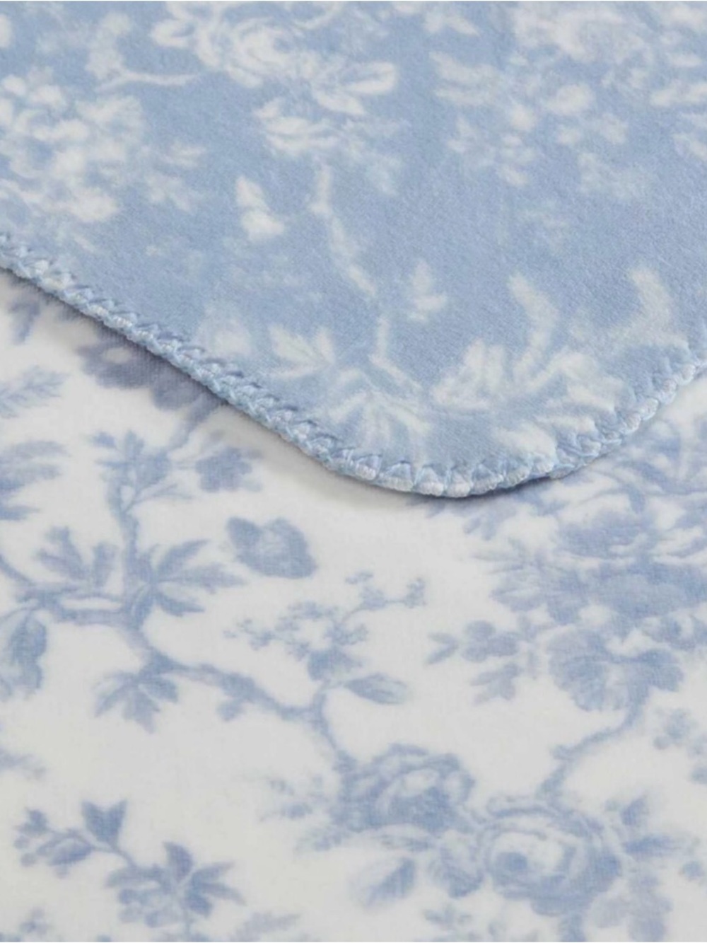 Elegant Laura Ashley Walled Blue and White Floral Reversible Throw Blanket ~ NWT
